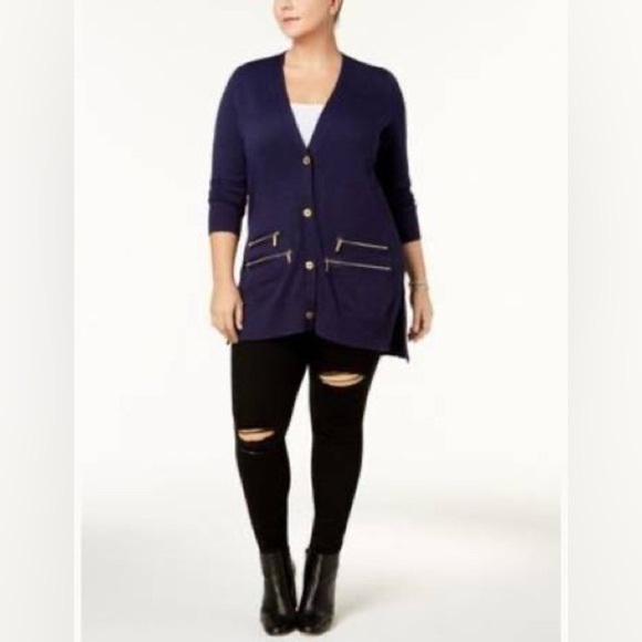 Melissa McCarthy Purple Longline Cardigan Sweater Size 2X - Picture 1 of 11